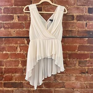 BCBG MAX AZRIA Asymmetrical Pleated Faux Wrap Top Size XS